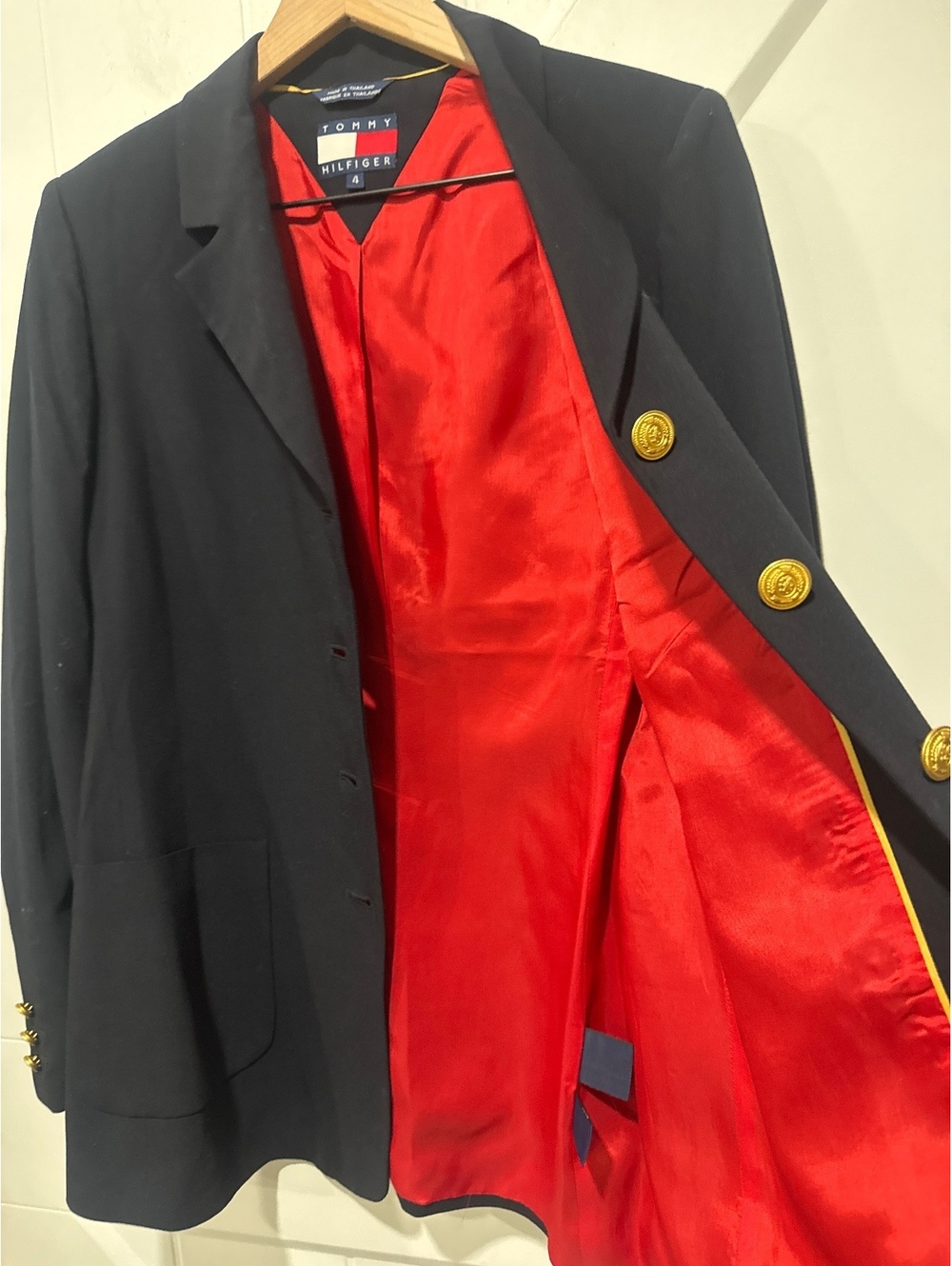 Vintage Tommy Hilfiger Women's Wool Blend Navy Blue "Schoolboy" Club Blazer, 4 - Picture 5 of 8